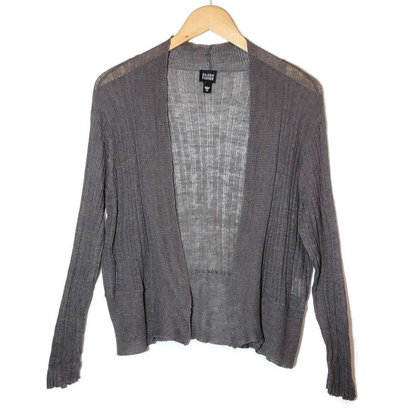 Eileen Fisher Linen Cardigan Sweater Lightweight Brown Gray Classic Summer M - Picture 14 of 14